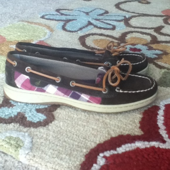 *SOLD* Purple and pink plaid Sperry's size 8 - Picture 1 of 3