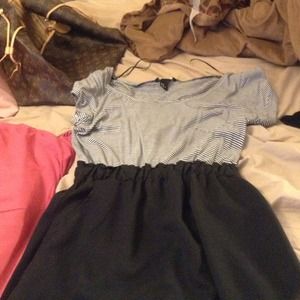 black and white striped dress