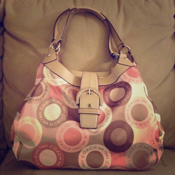 🔴SOLD🔴🎀COACH Satin Pink and Brown Hues Bag🎀
