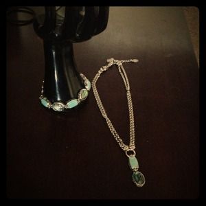 Turquoise gemstone silver necklace by Silpada