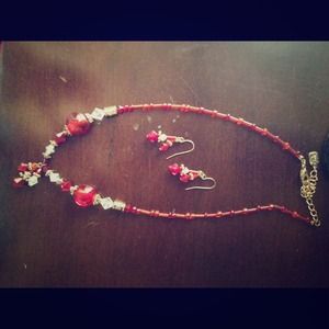 Red Crystal necklace with a bit of gold