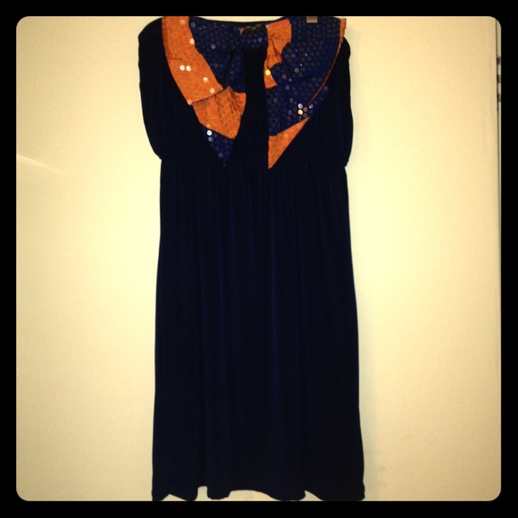 Judith March Bow on Blue Dress