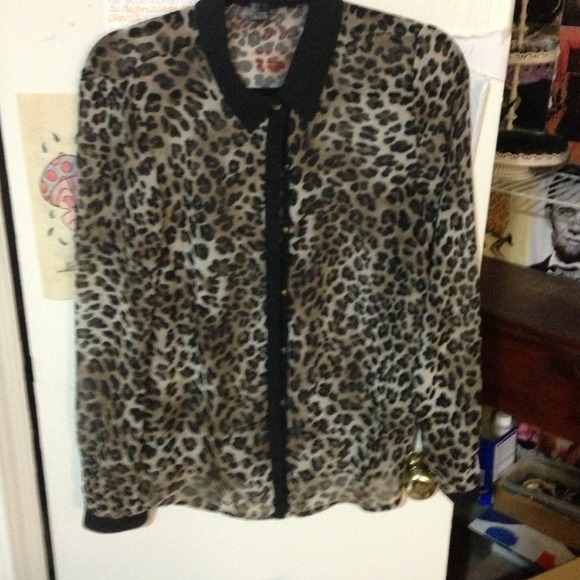 REDUCED: Sheer Cheetah print shirt! - Picture 1 of 4