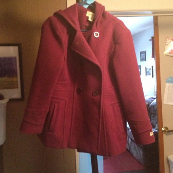 Burgundy St. John's Bay pea coat in L