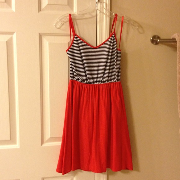 Orange and navy dress