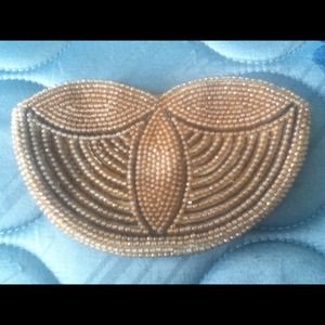 Vintage seed pearls wallet clutch pouch Japan glow