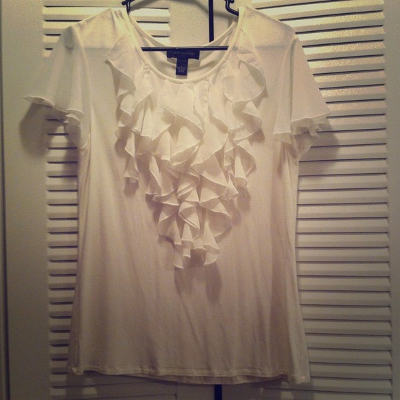 Sheer white ruffled top