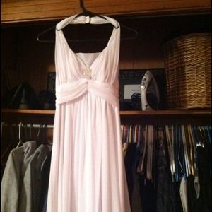 White Dress with Rhinestone Pin