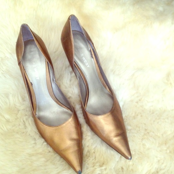 Nine West Gold stilettos
