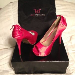 Red satin sexy corset pumps
