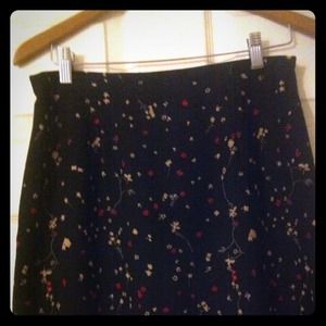 Casual Corner black skirt with tiny flowers