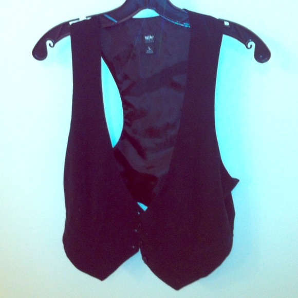 Women's Black Tuxedo Vest  Sz L with Pleats