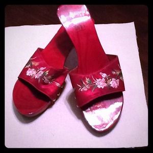 Cute red wood shoes