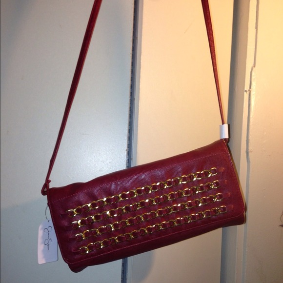 "Jessica simpson" Cranberry and gold purse