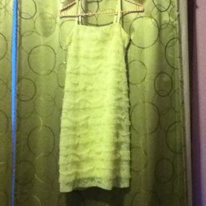 Cream ruffled sequined dress