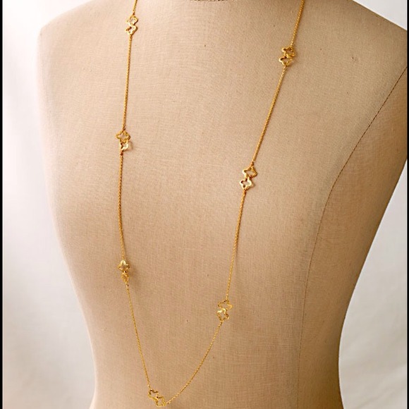 Stella&Dot signature clover necklace gold 38in.