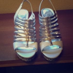 White silver platformed stilletoes.