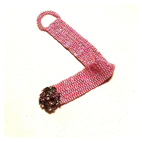 Handmade pink peyote bracelet