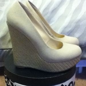 Suede Nude Wedges size 7