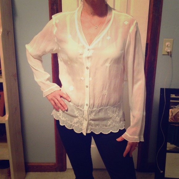 Sheer Vintage White Blouse