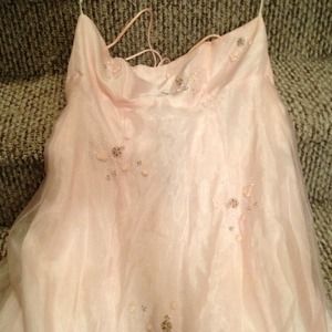 Pink with flower beaded accents dress.