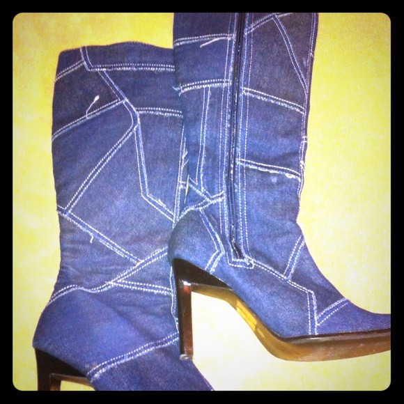 Blue jean boots.