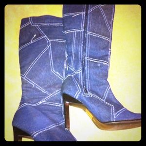 Blue jean boots.