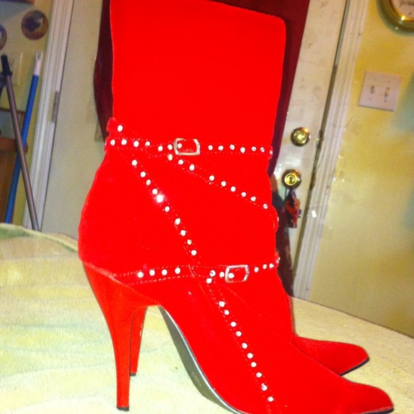 Red stiletto boots