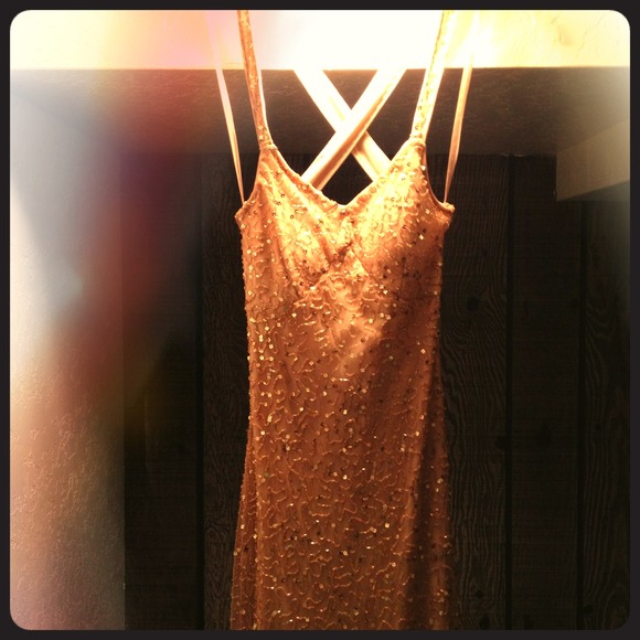Fully gold beaded strapped dress