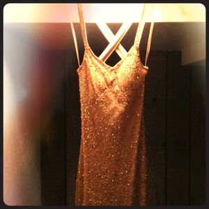 Fully gold beaded strapped dress