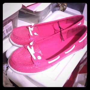 Hot pink sparkle boat shoes !!