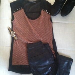 Brown and black knitted top