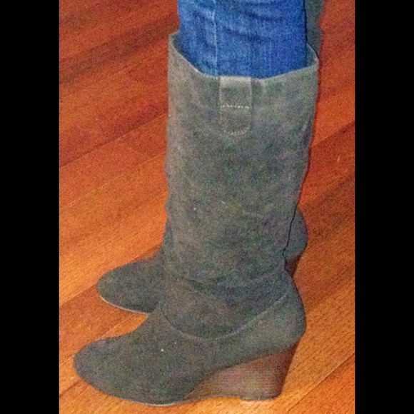 Dark brown suede boots