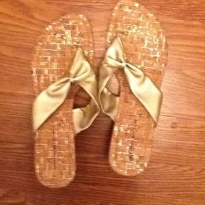 Gold wedge sandals
