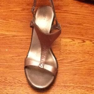 Gray wedge sandals