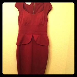 Bundled*Oxblood peplum dress
