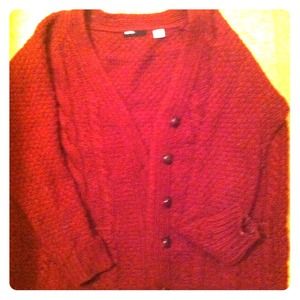 Oversized knit cable cardigan.