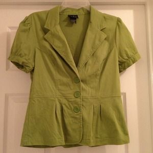 Bundle- striped dress & green blazer