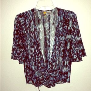 Navy blue, animal print blouse