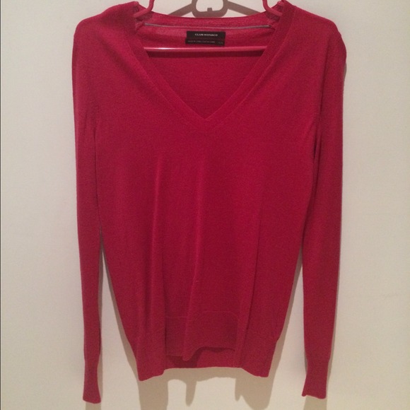 Club Monaco Hot Pink V Neck Sweater