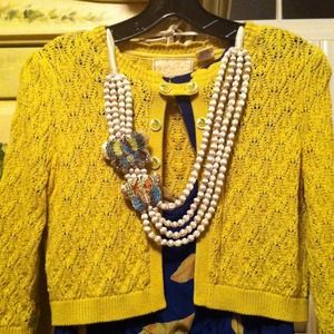 Anthropologie Victorian Silk Covered Bead Necklace