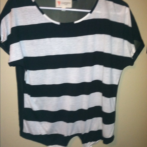 Black and white silky/cloth blouse