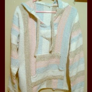 Pink blue cream tan drug rug
