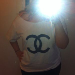 Red!Chanel inspired off the shoulder shirt Medium