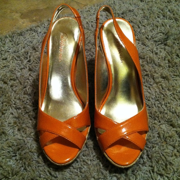 Delicious- Orange Patent Wedge