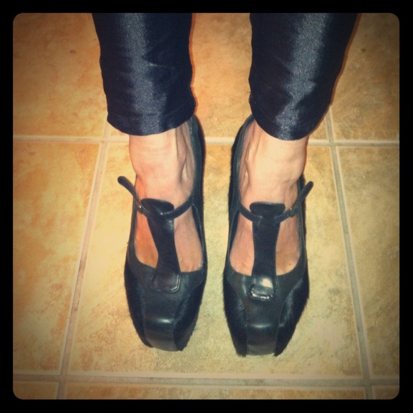 Jeffery Campbell Black pony hair Mary Jane