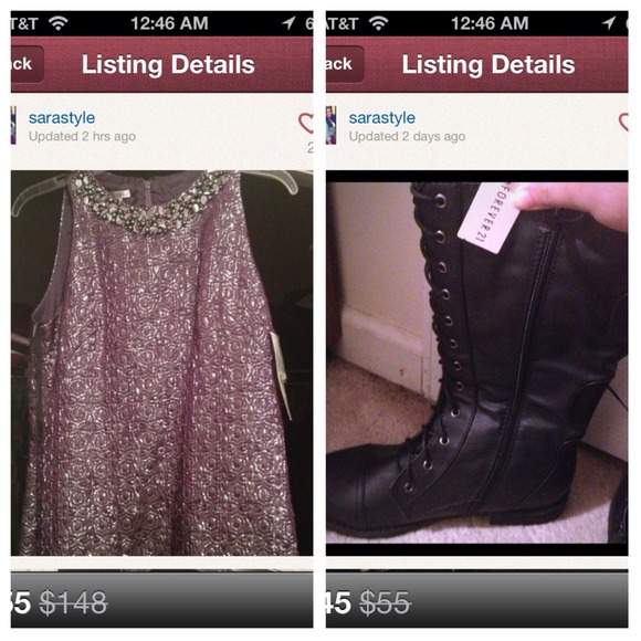 SOLD bundled cocktail dress and combat boots!