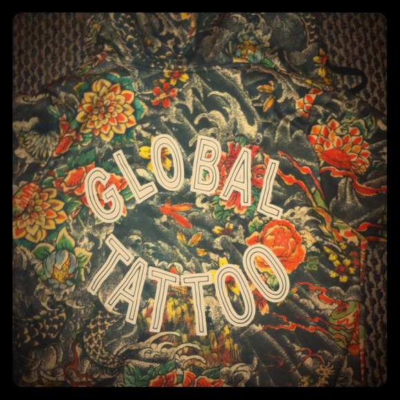 Global tattoo hoodie