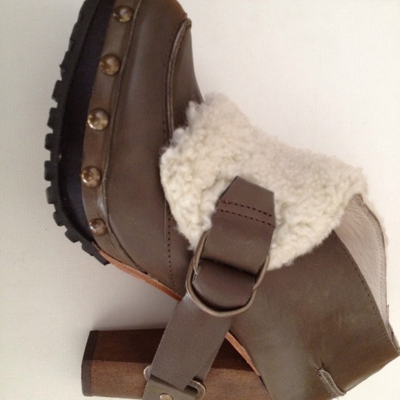 Topshop Unique Fur Cuff Ankle Boots