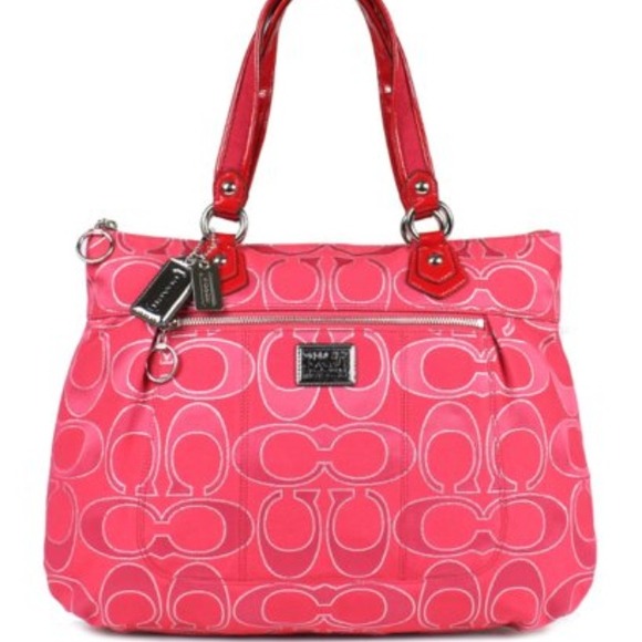 Coach Poppy Lurex Glam Tote in Ruby Red